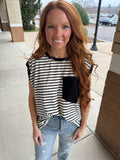 Black and White Stripe Knit Top