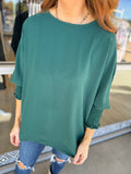 Everly Green Shirred Blouse