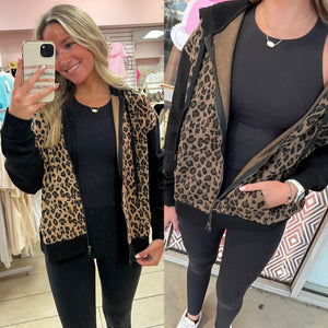 Leopard Print Zip Up Jacket