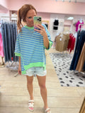 Blue/Green Contrast Oversized Top