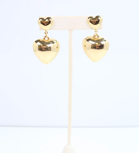 Russo Puff Heart Drop Earring SHINY GOLD Caroline Hill