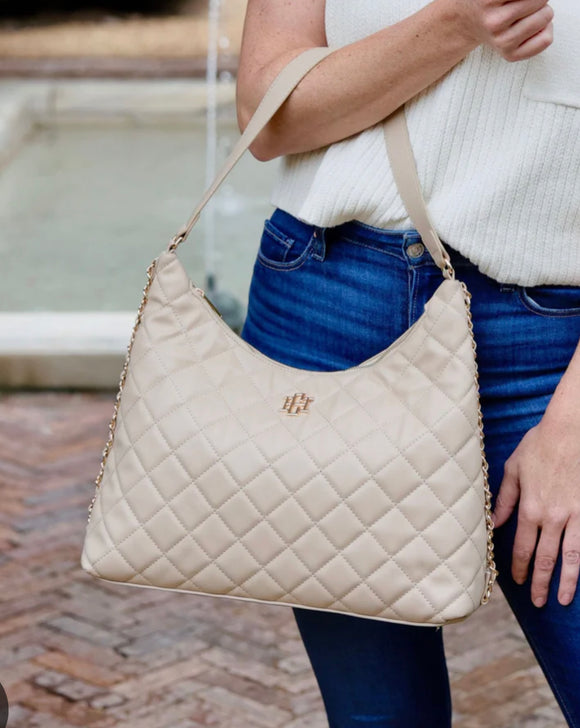 Maeve Quilted Tote-Taupe