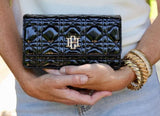 Brynleigh Quilted Crossbody- Black Patent