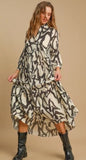 The Karey Black and White Maxi Dress