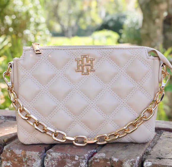 Jace Quilted Nude Crossbody