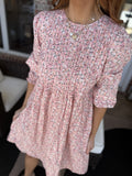 KELLY 3/4 SLEEVE FRONT POCKETS TUNIC FLORAL MINI DRESS