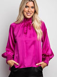 Magenta High Collar Blouse