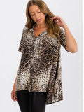 Leopard Print Button Up Blouse