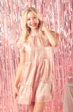 The Ellie Shiny Ruffle Dress Blush