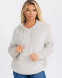 Lucy Fuzzy Grey Hooded Pullover