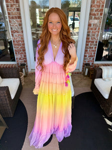 Pastel Colorblock Maxi Dress