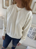 Cream Drop Shoulder Crewneck