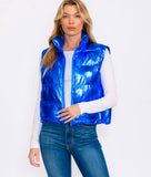 Metallic Blue Macey Puffer Vest