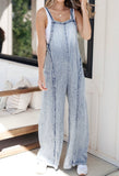 Exposed Seam Denim Overalls