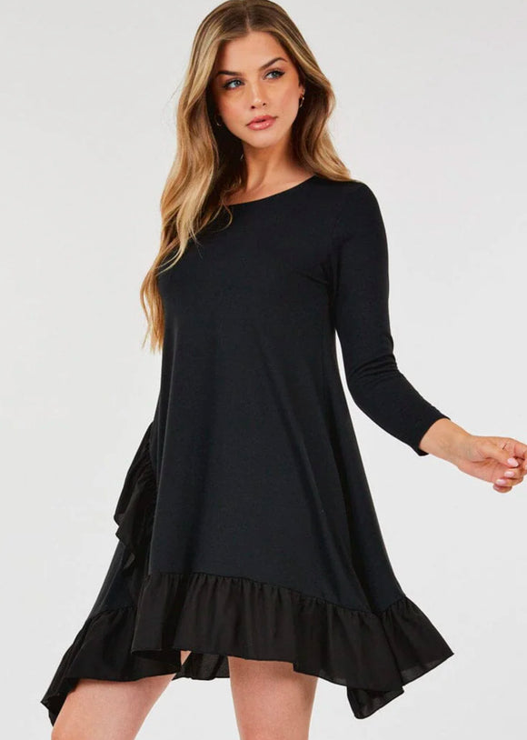 Black High Low Ruffle Dress