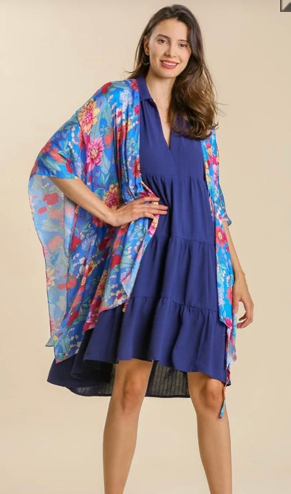 Cobalt Blue Floral Kimono