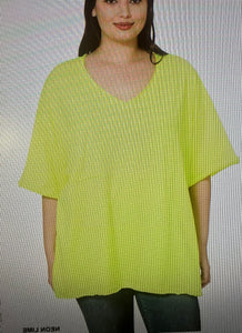 Oversized V-Neck Raw Edge Boyfriend Tee Neon Lime