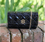 Brynleigh Quilted Crossbody- Black Patent