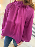 Magenta High Collar Blouse