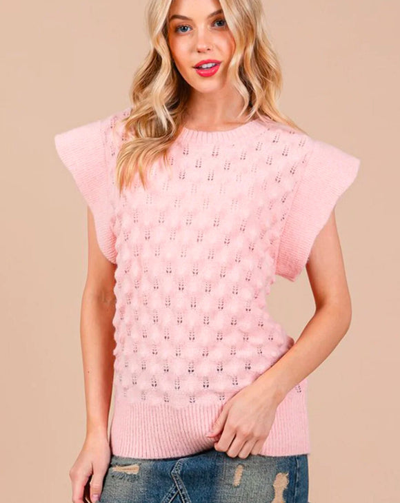 Baby Pink Waffle Knit Top