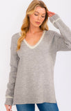 Grey Brushed V-Neck