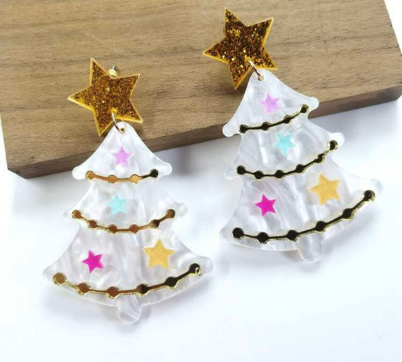White Tree Earrings