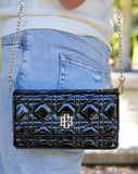 Brynleigh Quilted Crossbody- Black Patent