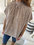 Mock Neck Animal Print Blouse