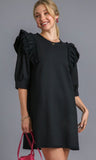 Black Terry Cloth Ruffle Dress