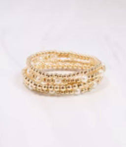 Pearl/Gold Bracelet Set