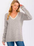 Grey Brushed V-Neck