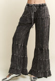 Black Mineral Wash Boho Flares