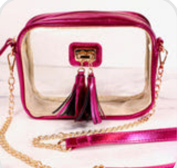 CH Addison Clear Crossbody-Metallic Magenta