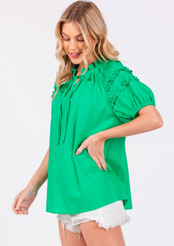 Lucky You Ruffle Sleeve Top