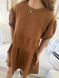 Camel Puff Sleeve Dress