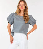 Grey Puff Sleeve Top