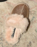 Faux Fur Gold Gliiter Slippers