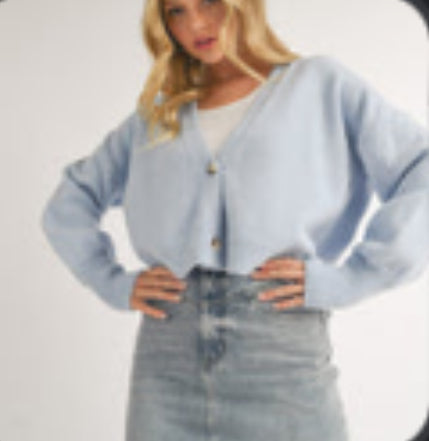 Ice Blue Button Up Sweater