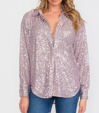 Ella Sequin Button Up Top