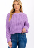 LAVENDER LONG SLEEVE KNIT PULLOVER SWEATER