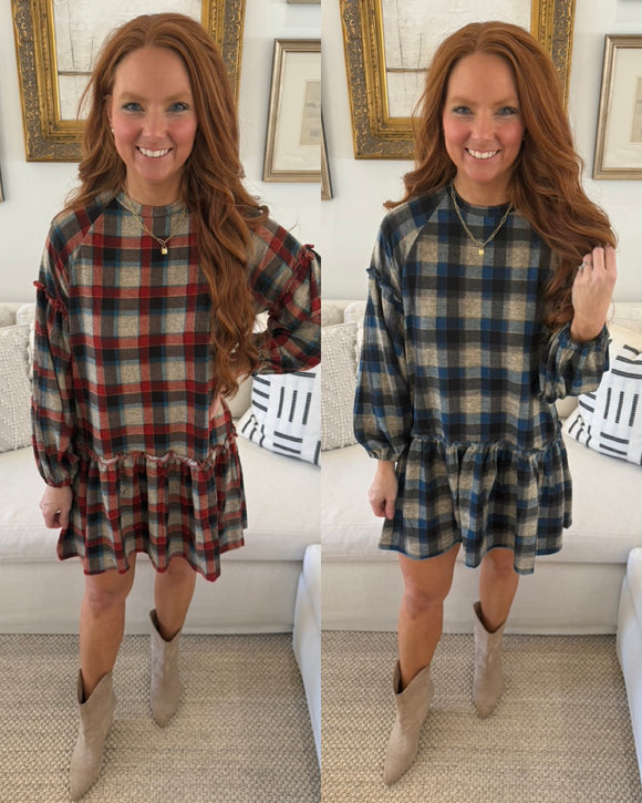 DOORBUSTER Checkered Babydoll Dress