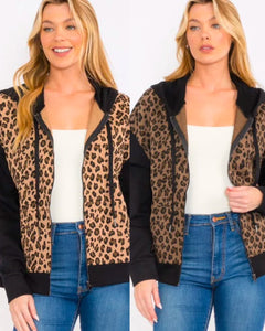 Leopard Print Zip Up Jacket