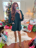 Hunter Green Flutter Sleeve Dress