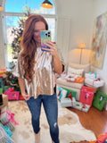 Metallic High Low Blouse