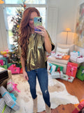 Metallic High Low Blouse