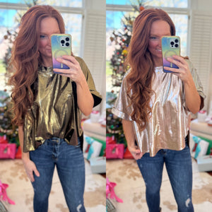 Metallic High Low Blouse