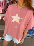 Peach Star Patch Top