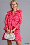 Pink Chevron Tiered Dress