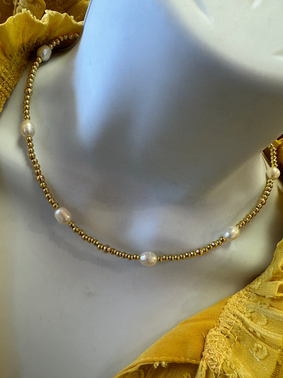 Pearl Gold Beaded Necklace