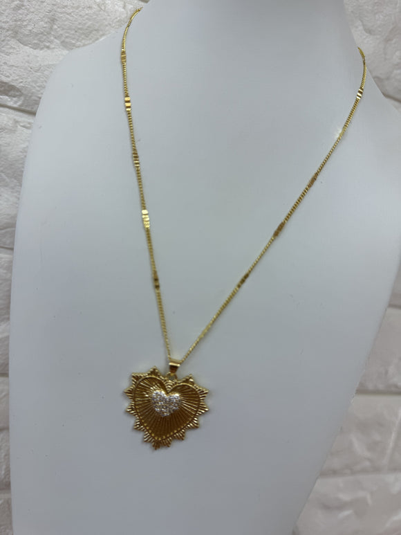 JT Gold Heart Sparkle Necklace